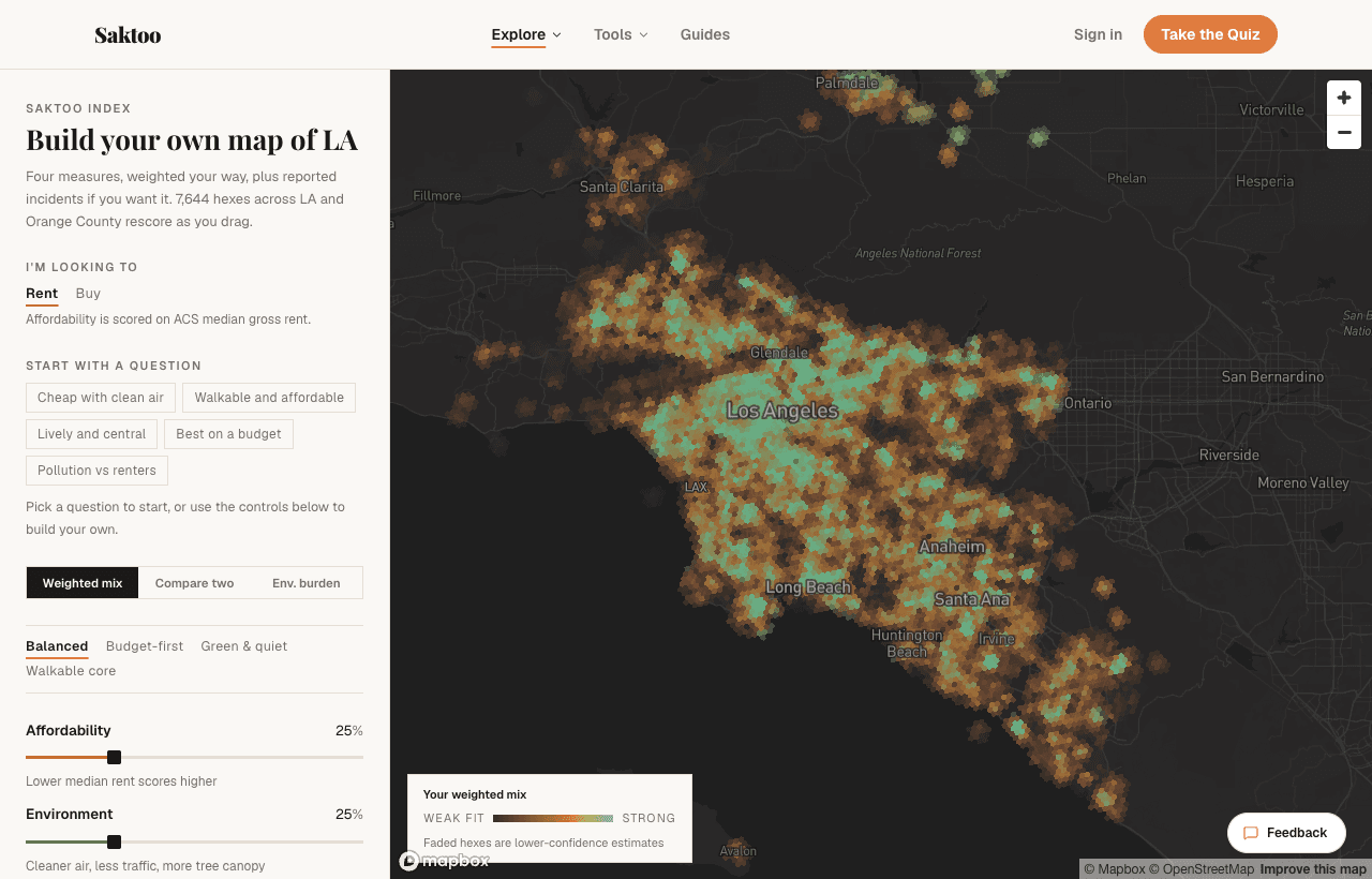 The Saktoo index: thousands of scored hexes across Los Angeles and Orange County